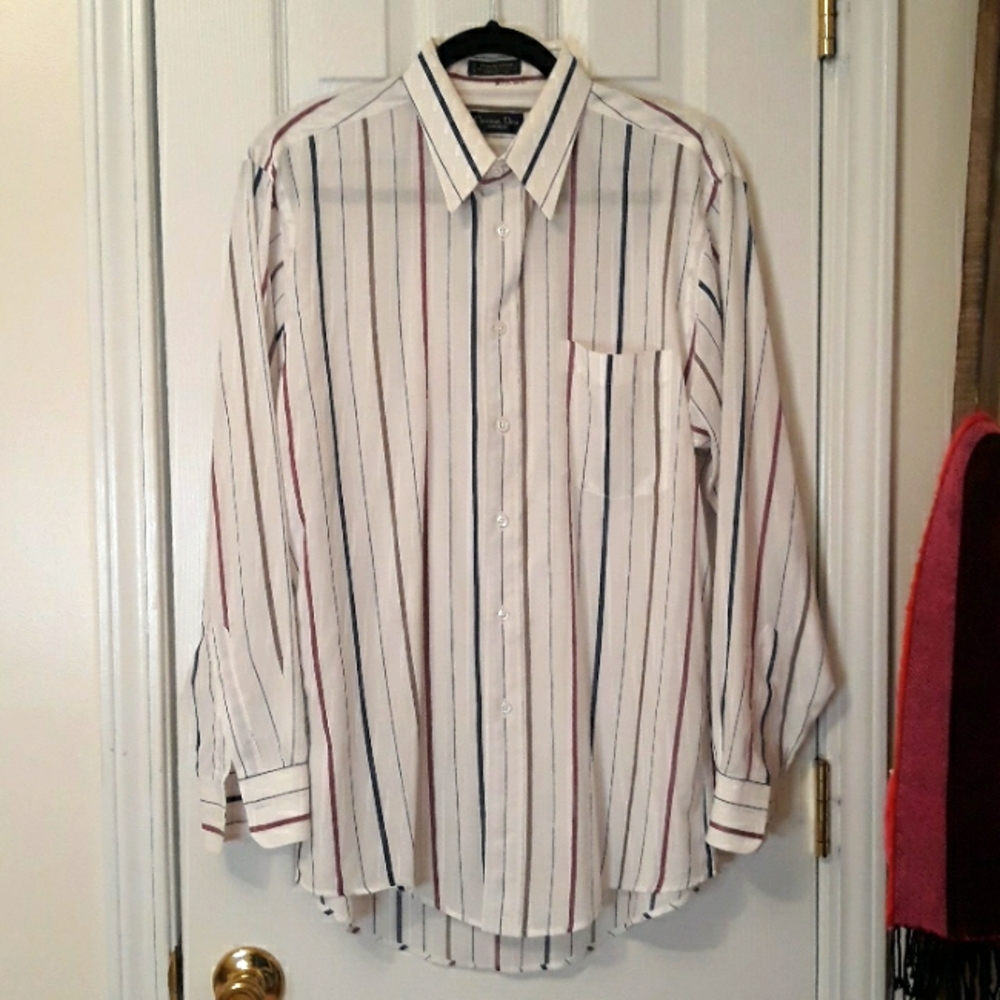 Christian Dior long sleeve striped button down shirt